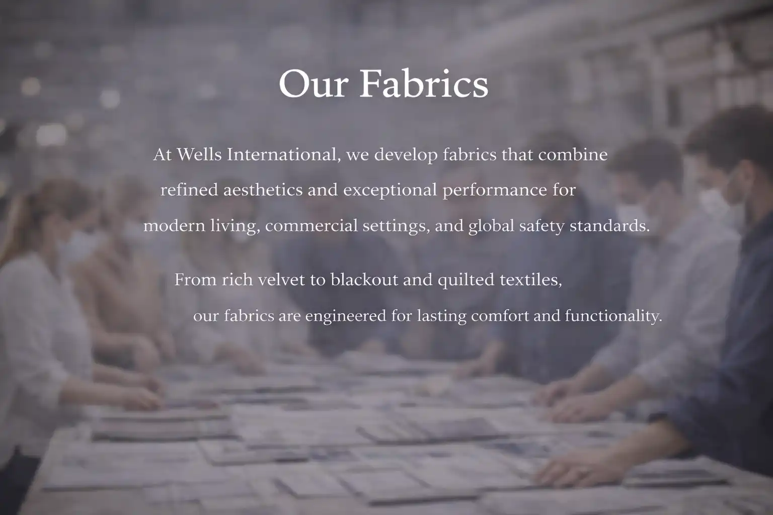Wells International textile showroom with layered fabric presentation